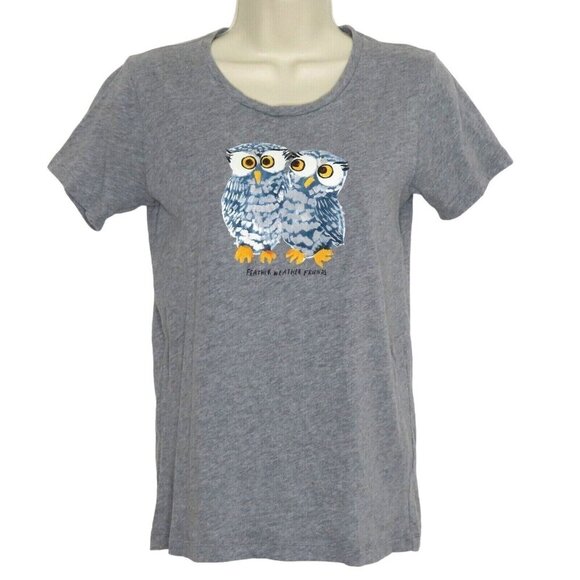 J Crew Mercantile Feather Weather Friends XS Grey Short Sleeve Tee Shirt Top - Picture 1 of 8
